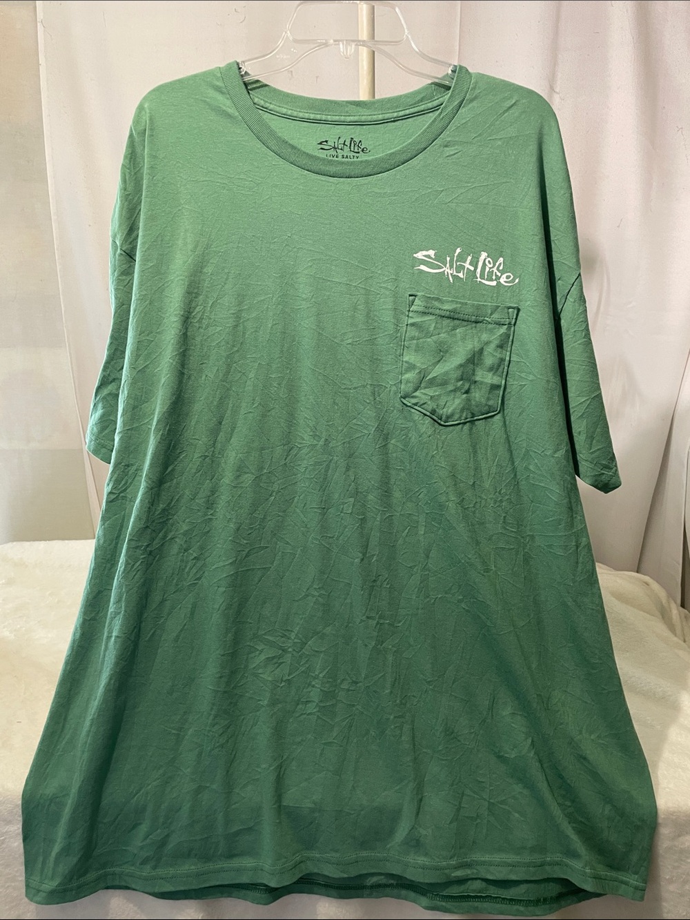 Salt Life Green Pocket Tee with White Logo